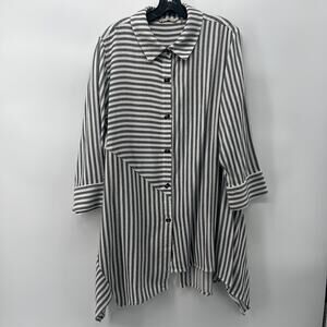 Soft Surrounding Tunic Striped Blouse Shirt Relaxed Warm Cotton Viscose Large